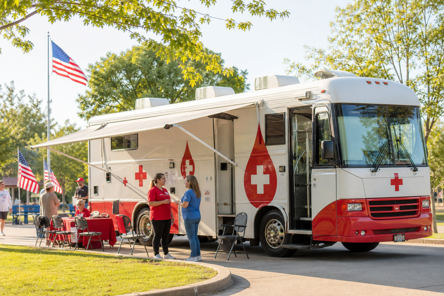 Mobile blood drive bus in Broken Arrow
