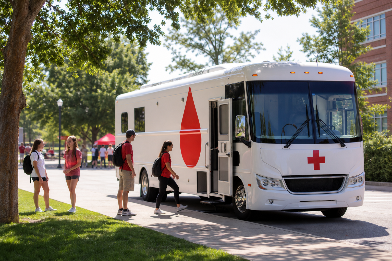 Mobile blood drive bus in Norman