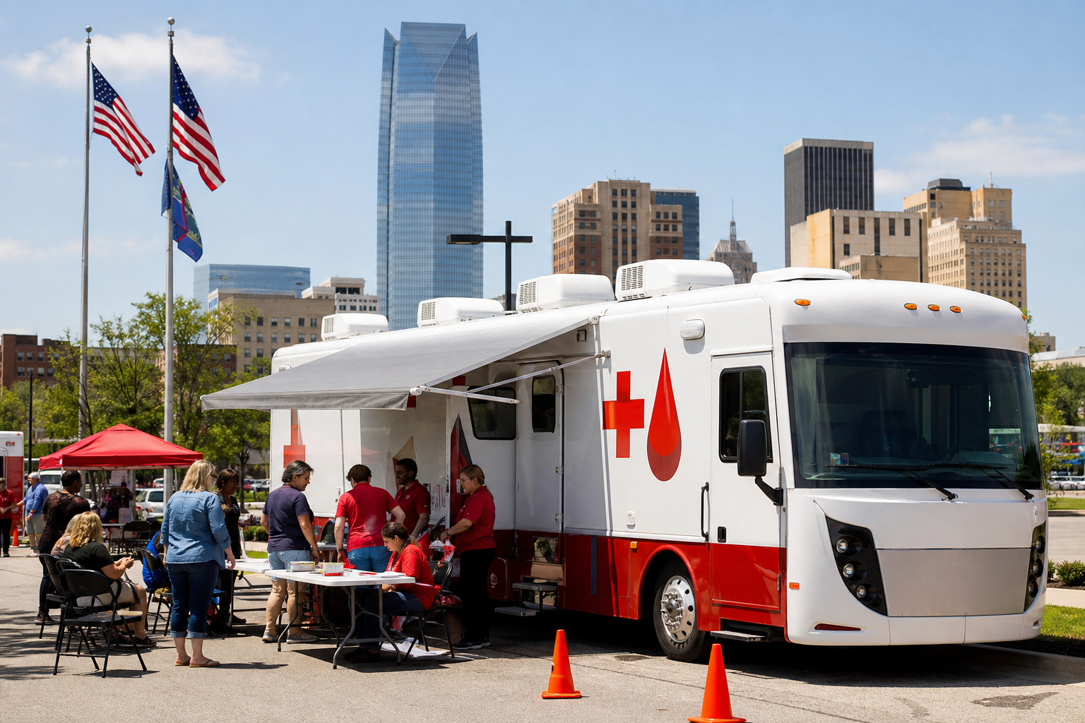 Mobile blood drive bus in Oklahoma City
