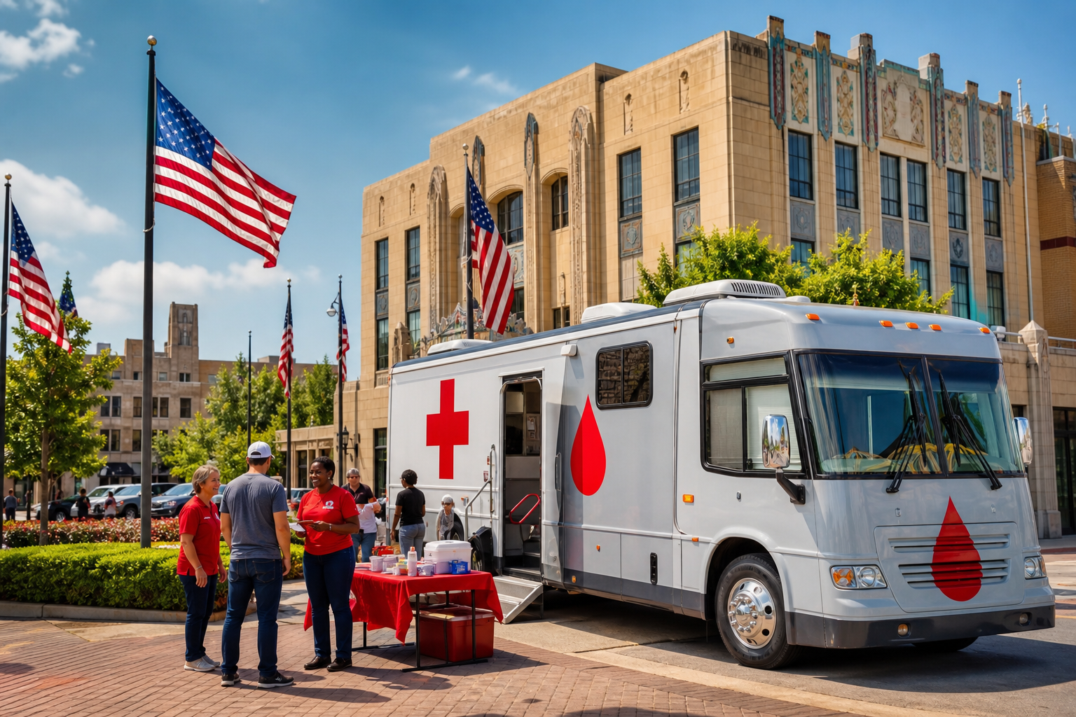 Mobile blood drive bus in Tulsa